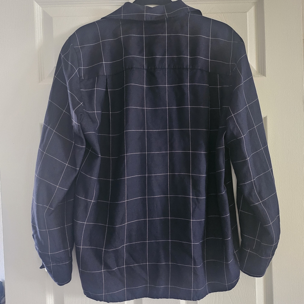 Lauren Ralph Lauren Navy Checkered Button Down Shirt - Picture 5 of 6